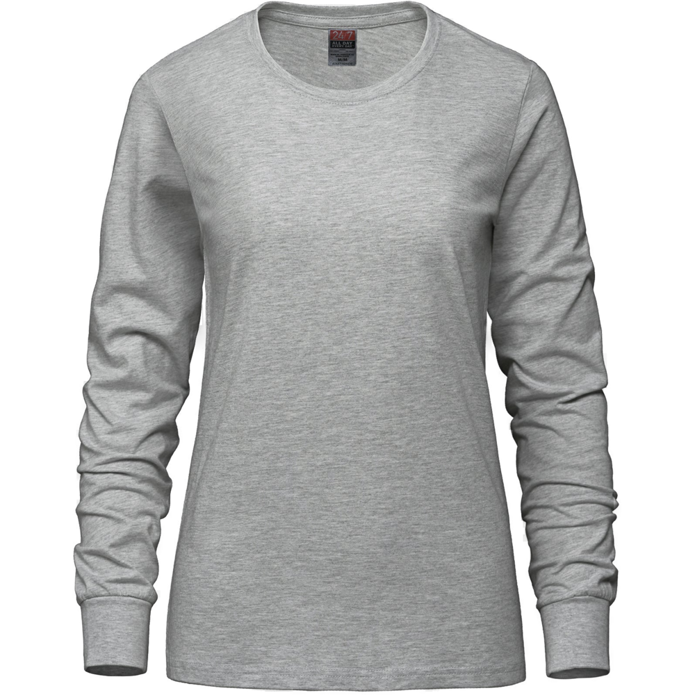 S05616 - Breeze - Ladies RING SPUN Combed Cotton Long Sleeve Crewneck T-Shirt — Athletic Grey Heather