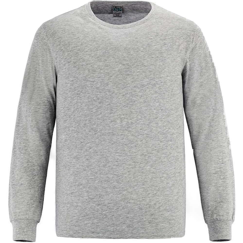 S5615Y - Breeze - Youth RING SPUN Combed Cotton Long Sleeve Crewneck T-Shirt — Athletic Grey Heather