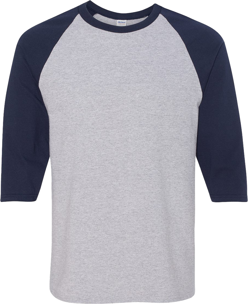 Heavy Cotton™ Raglan Three-Quarter Sleeve T-Shirt — Sport Grey/ Navy