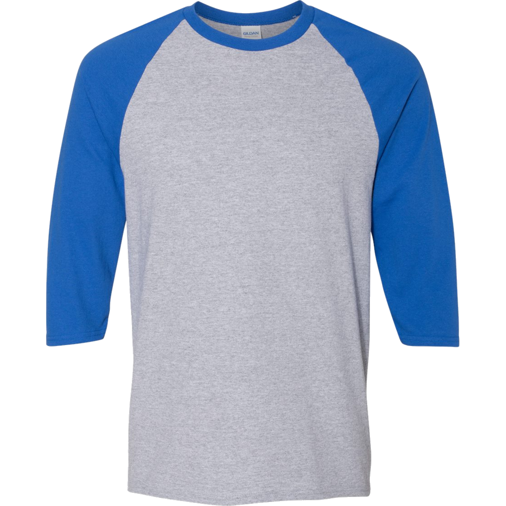 Heavy Cotton™ Raglan Three-Quarter Sleeve T-Shirt — Sport Grey/ Royal
