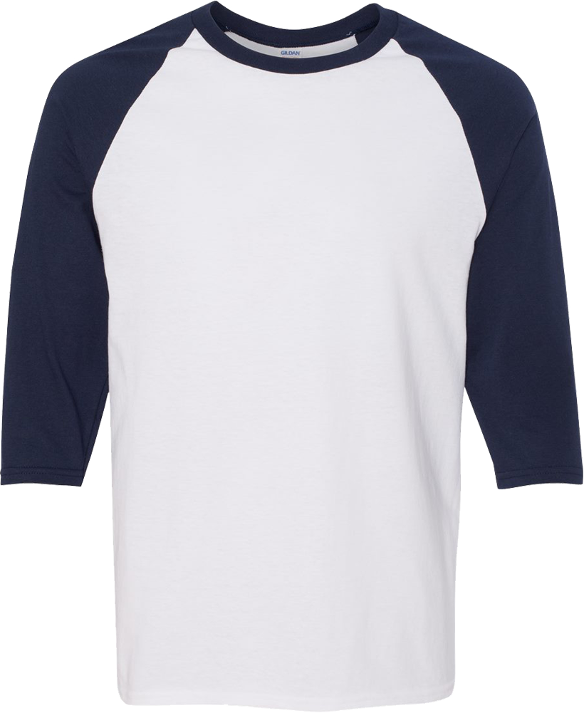 Heavy Cotton™ Raglan Three-Quarter Sleeve T-Shirt — White/ Navy