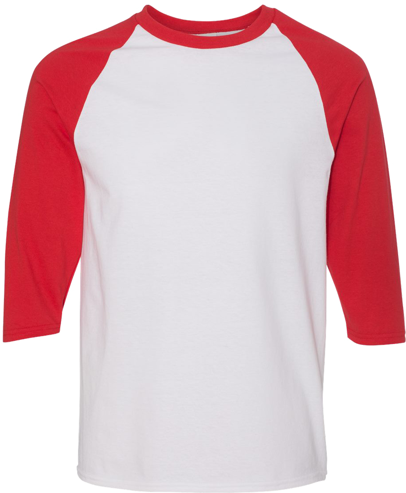 Heavy Cotton™ Raglan Three-Quarter Sleeve T-Shirt — White/ Red