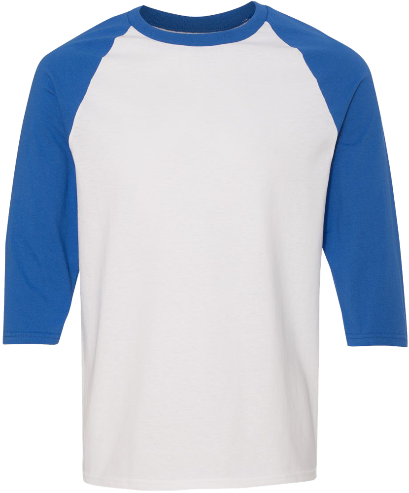 Heavy Cotton™ Raglan Three-Quarter Sleeve T-Shirt — White/ Royal