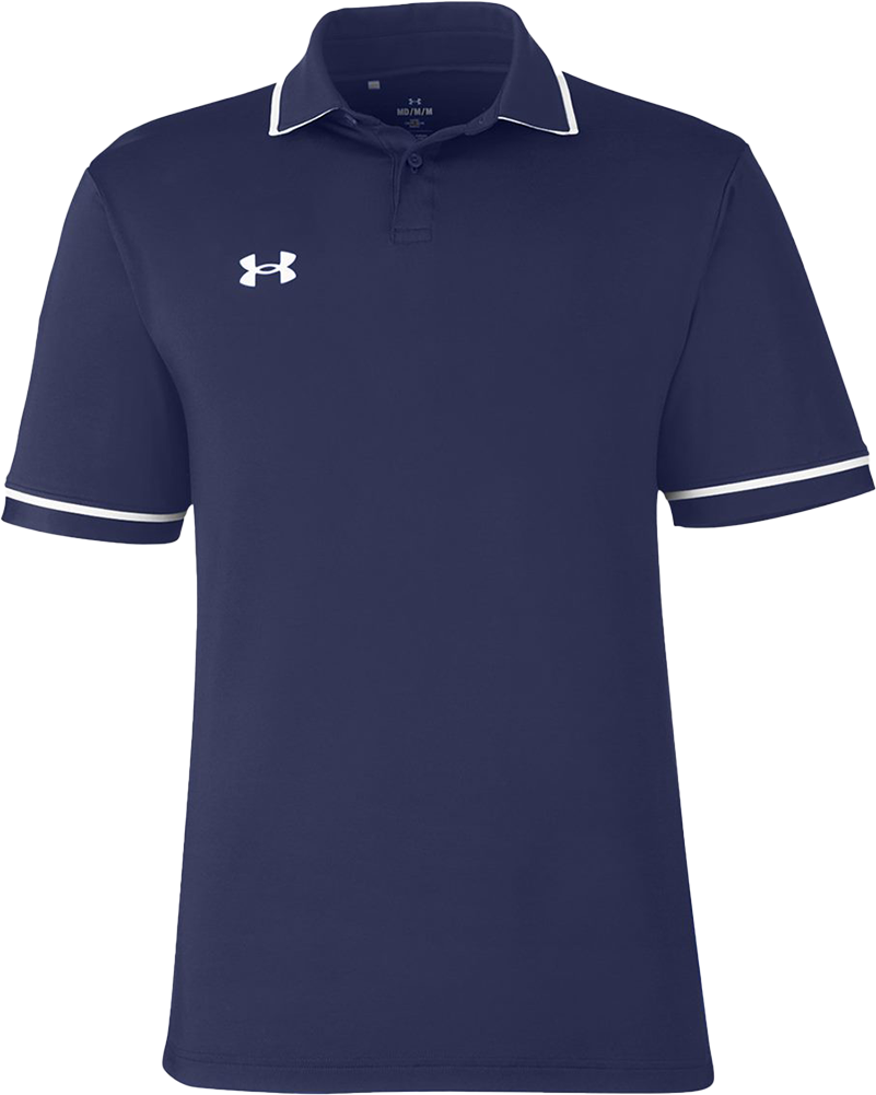 Tipped Teams Performance Polo — Midnight Navy/ White