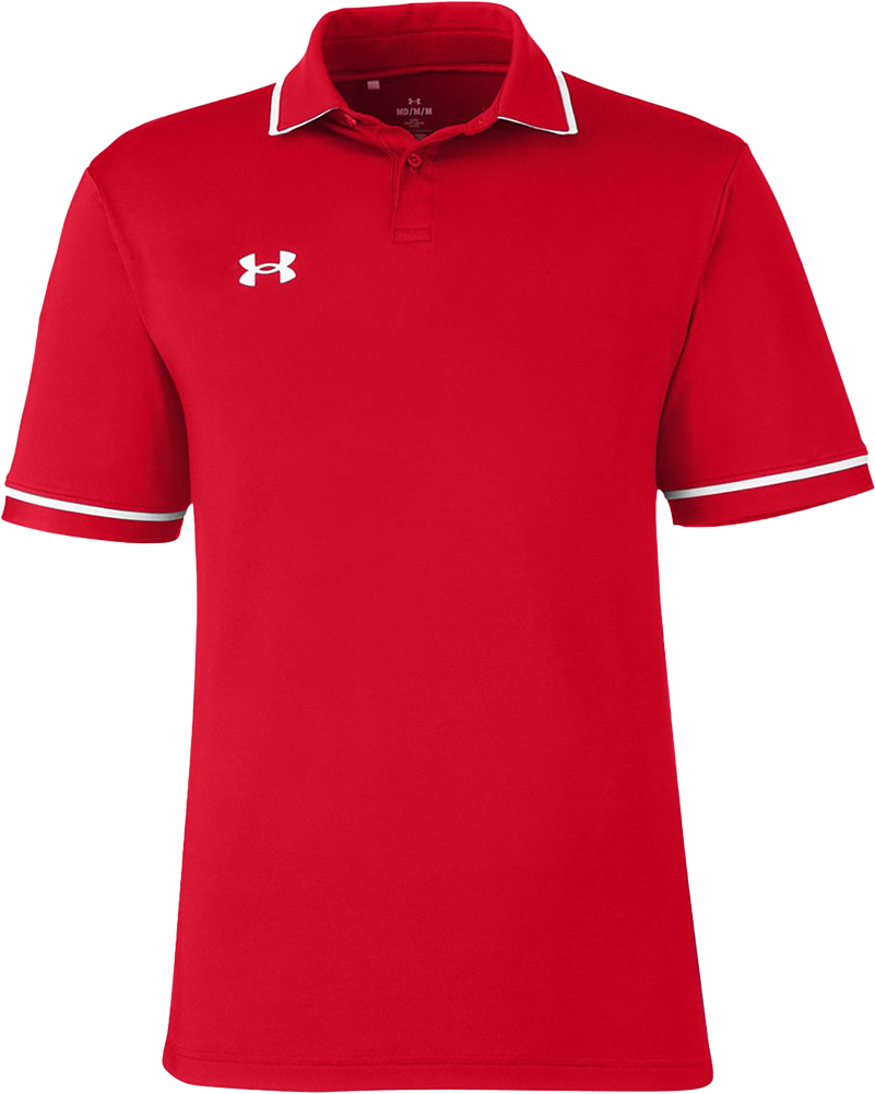 Tipped Teams Performance Polo — Red/ White