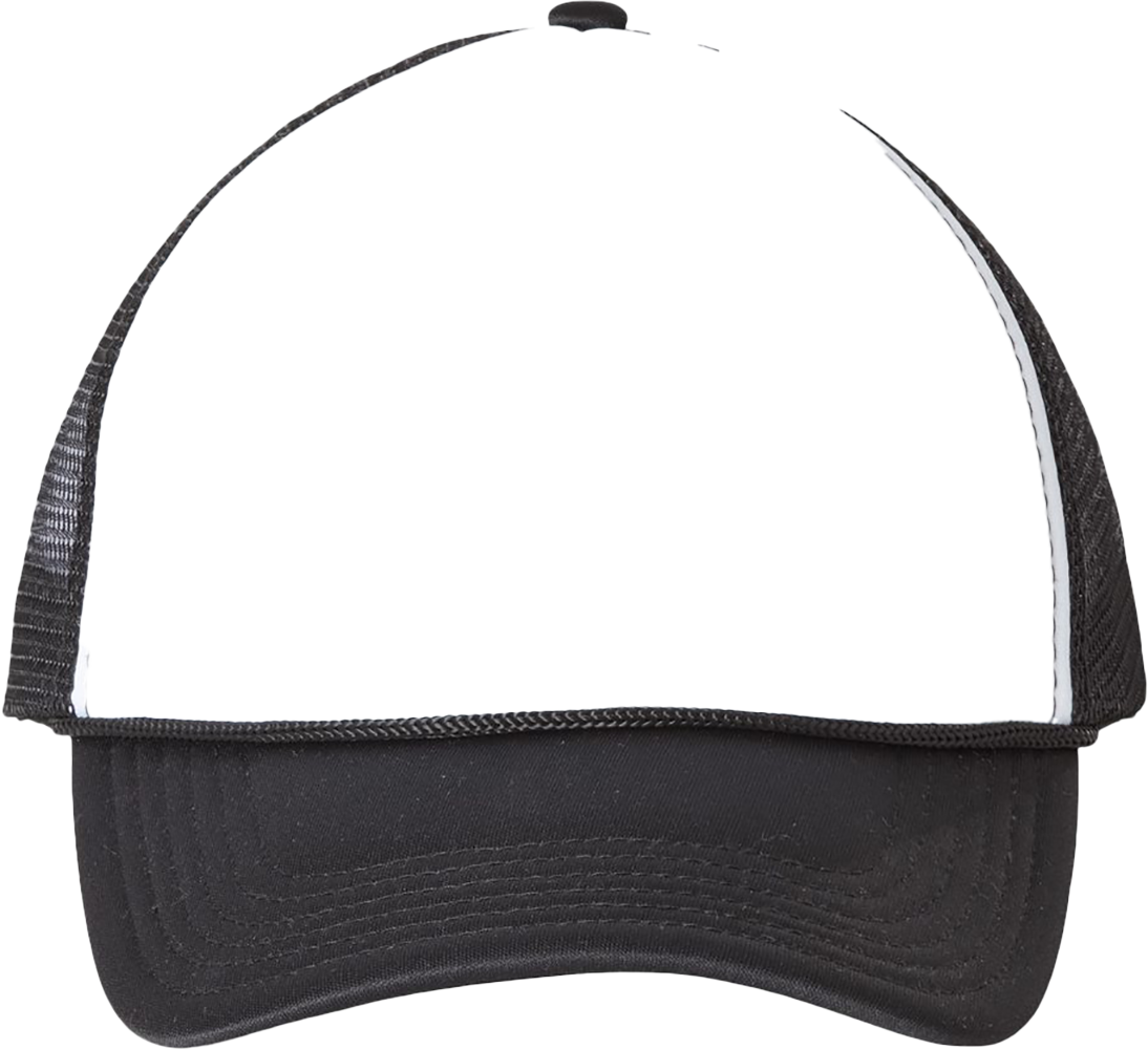 Foam Mesh-Back Trucker Cap — White/ Black