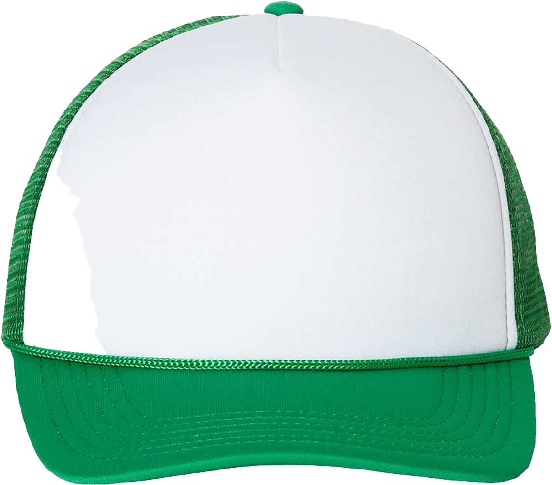 Foam Mesh-Back Trucker Cap — White/ Kelly