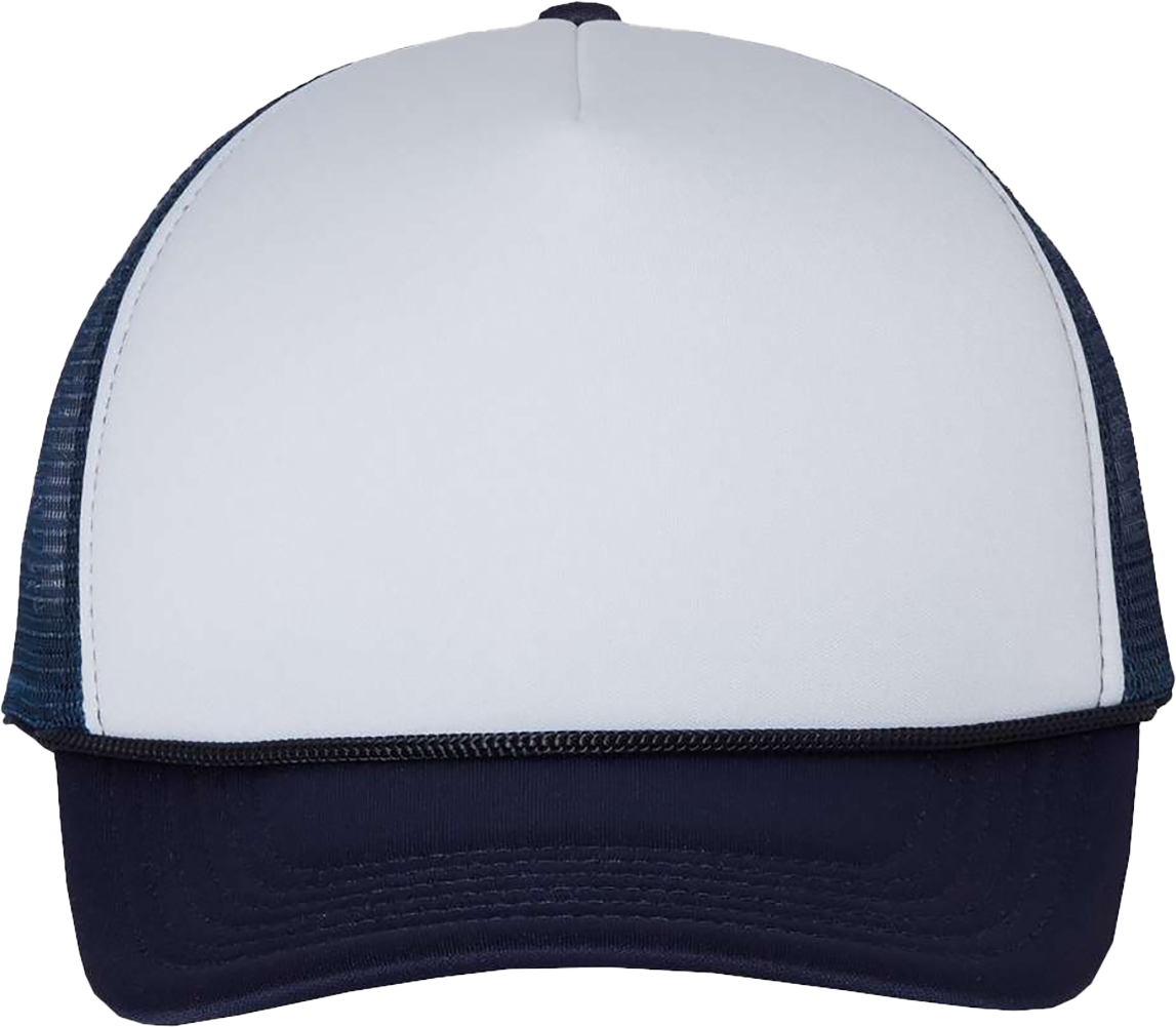 Foam Mesh-Back Trucker Cap — White/ Navy
