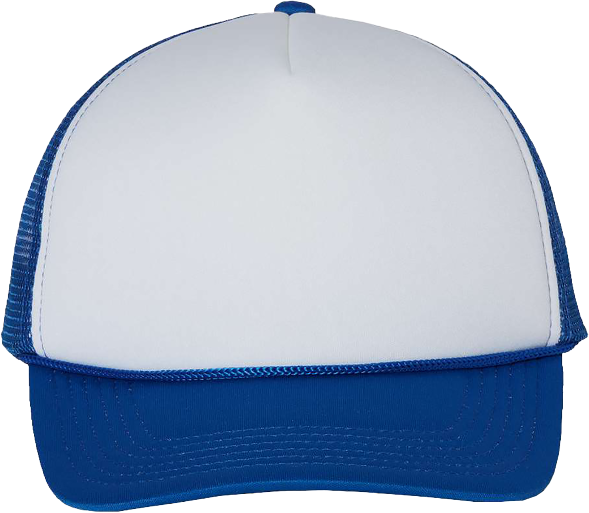 Foam Mesh-Back Trucker Cap — White/ Royal