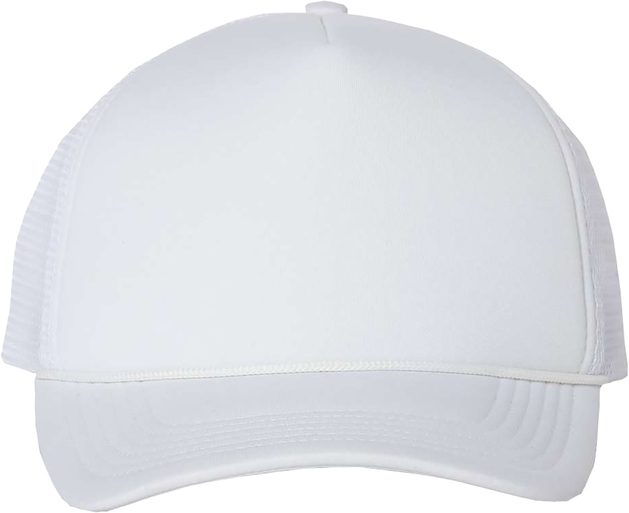 Foam Mesh-Back Trucker Cap — White/ White